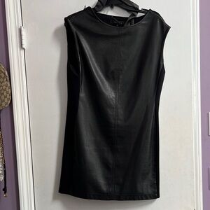 BCBGMaxAzria Black Faux Leather Sleeveless Mini Dress